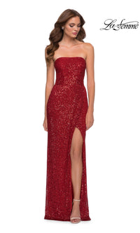 La Femme Strapless Long Sequin Prom Dress 29681