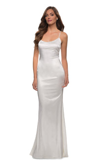 La Femme Backless Simple Satin Prom Dress 29858