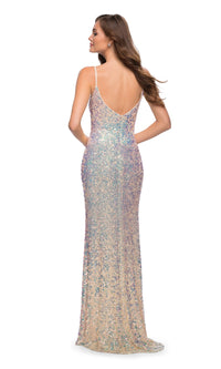 La Femme V-Neck Sequin Designer Prom Dress 29936