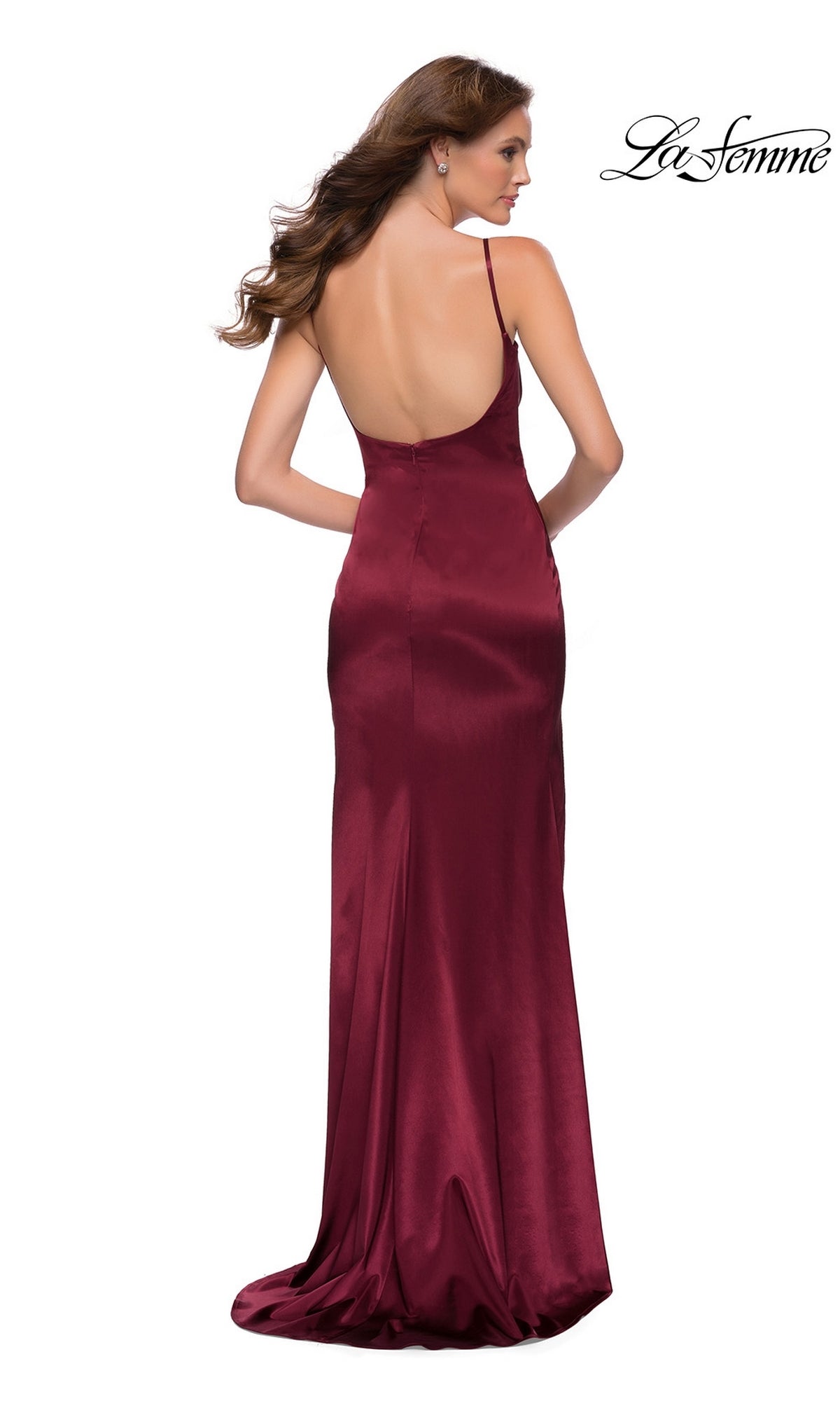 La Femme Open-Back Simple Long Prom Dress 29945