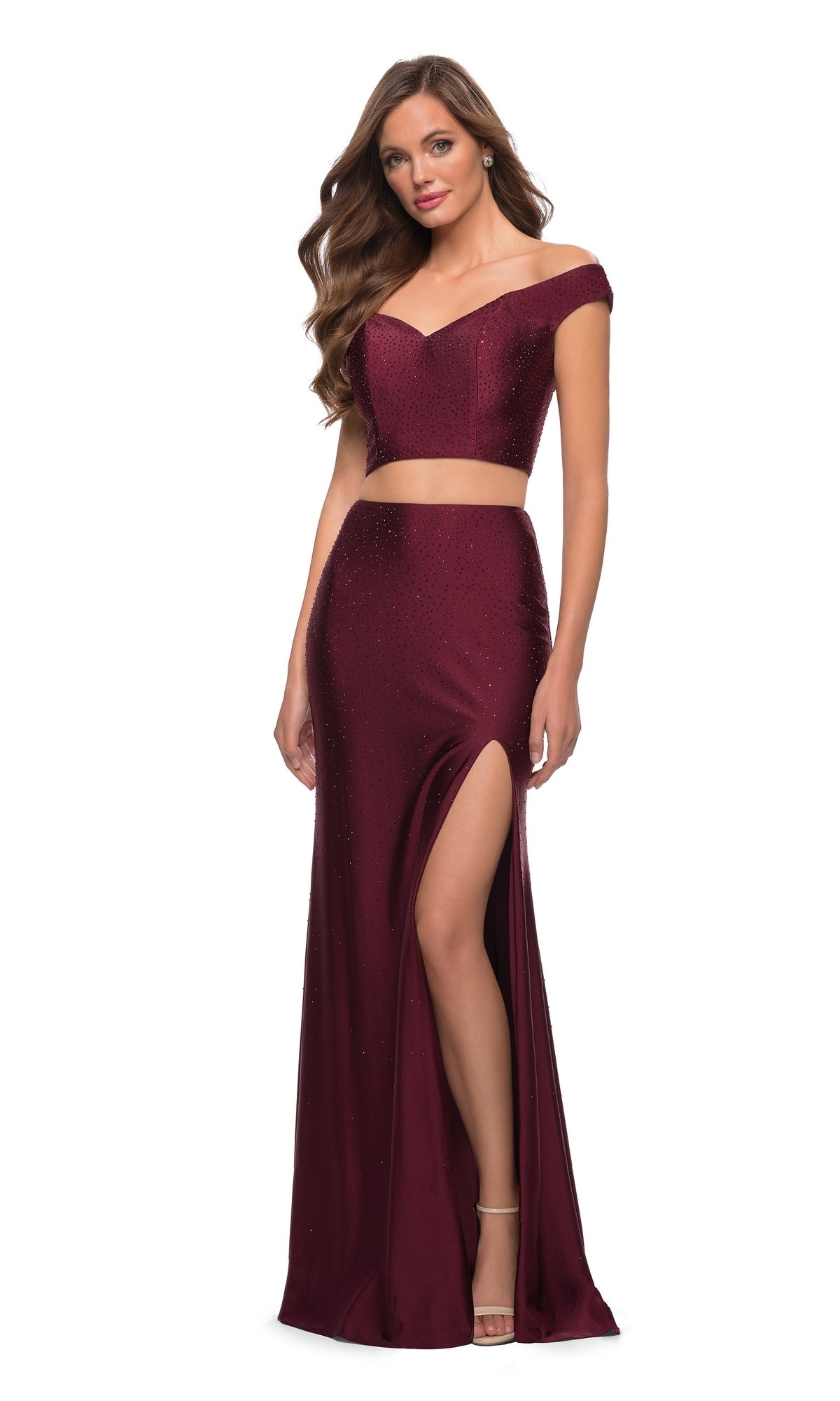 La Femme Off-the-Shoulder Two-Piece Prom Dress 29951