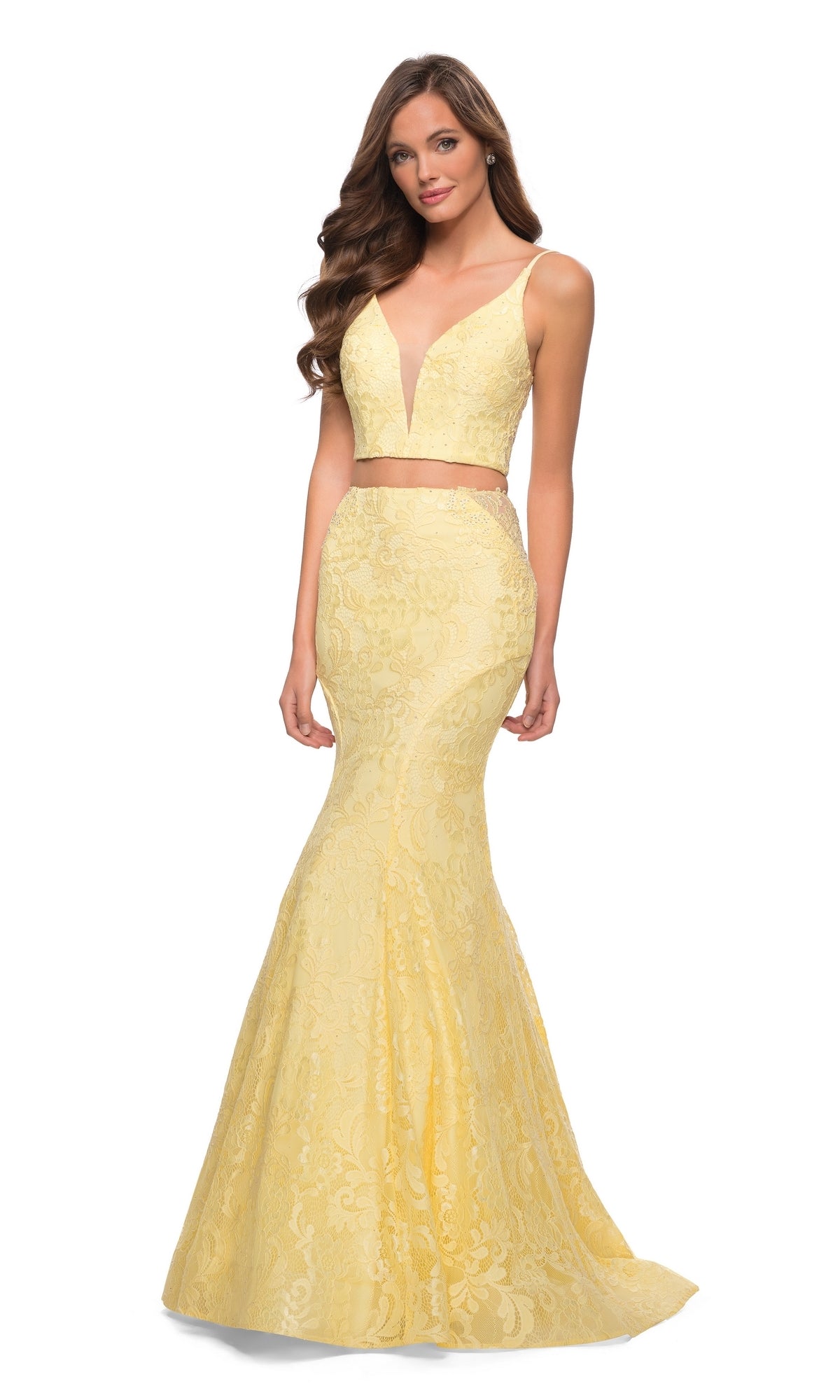 La Femme Two-Piece Lace Mermaid Prom Dress 29970