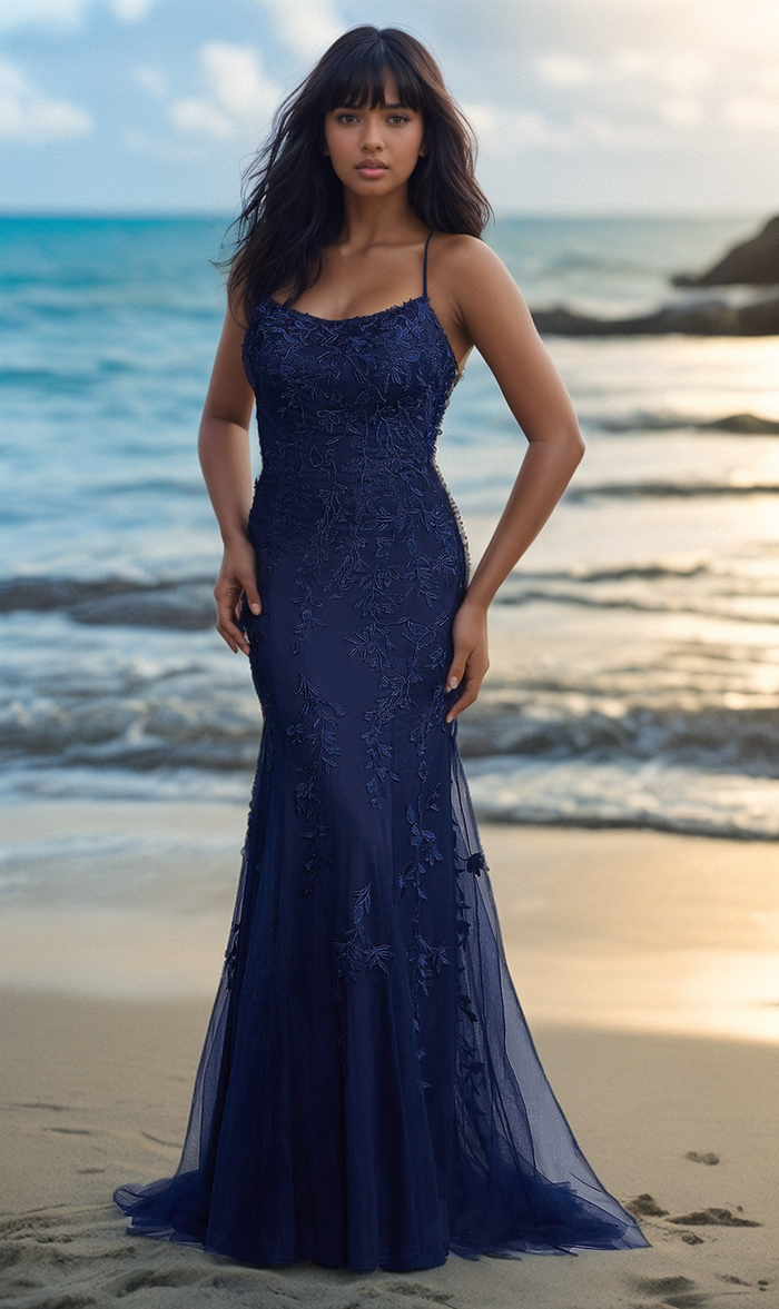 Royal Blue Strapless Lace Top Blue Satin Prom Dress With Pleats And Thigh  Slit Elegant Formal Evening Gown For Special Occasions From  Classicalforever, $131.58 | DHgate.Com