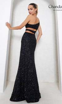 Cut-Out Long Sequin Prom Dress: Chandalier 30022