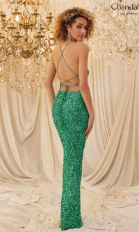 Backless Long Sequin Prom Dress: Chandalier 30101