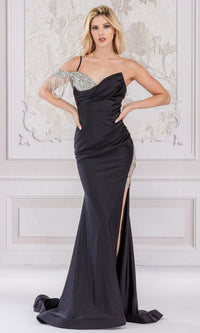 Long Prom Dress with One-Shoulder Fringe 3017