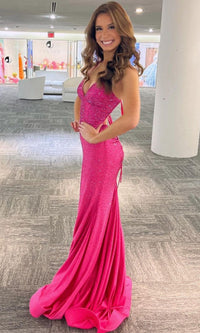 Open-Back Sparkly Long Beaded Prom Dress 3018