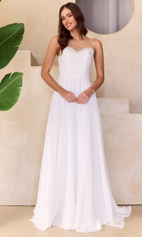 Long White A-Line Prom Dress: Amelia Couture 3023