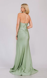 V-Neck Long Halter Prom Dress: Amelia Couture 3040