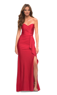 Ruched Strapless Long Prom Dress by La Femme