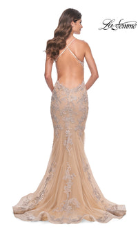 La Femme Long Champagne Mermaid Prom Dress 30716