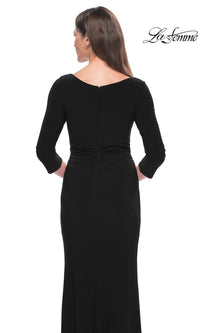 La Femme Sleeved Simple Jersey Formal Dress 30967