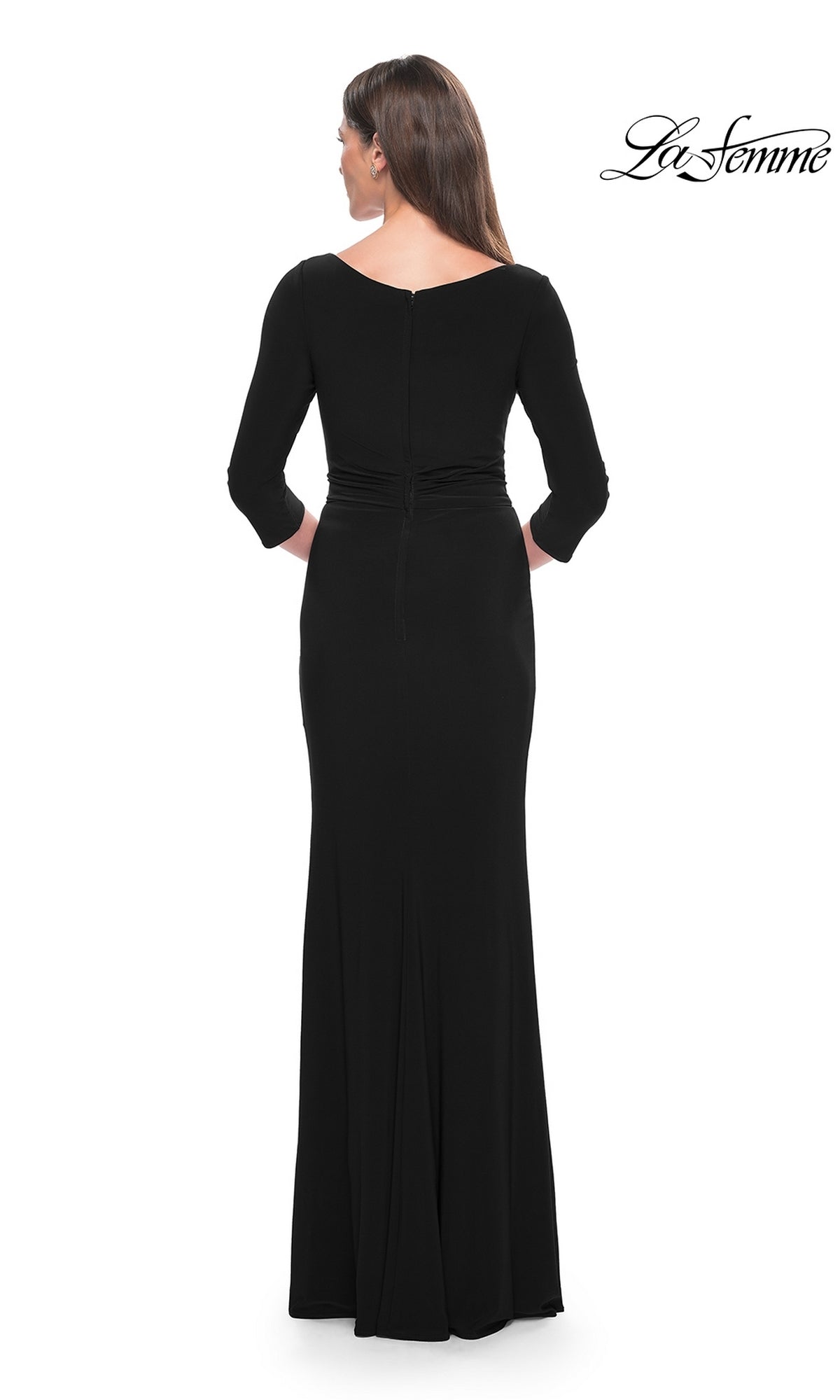 La Femme Sleeved Simple Jersey Formal Dress 30967