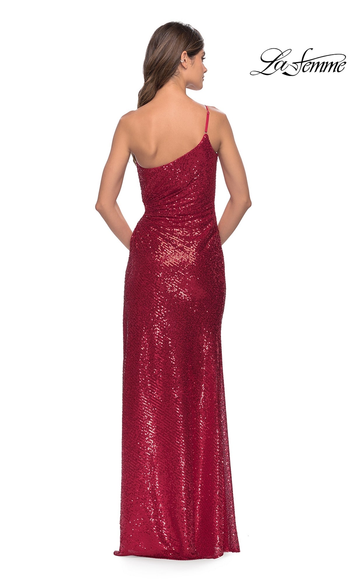 La Femme Cut-Out Long Sequin Prom Dress - PromGirl