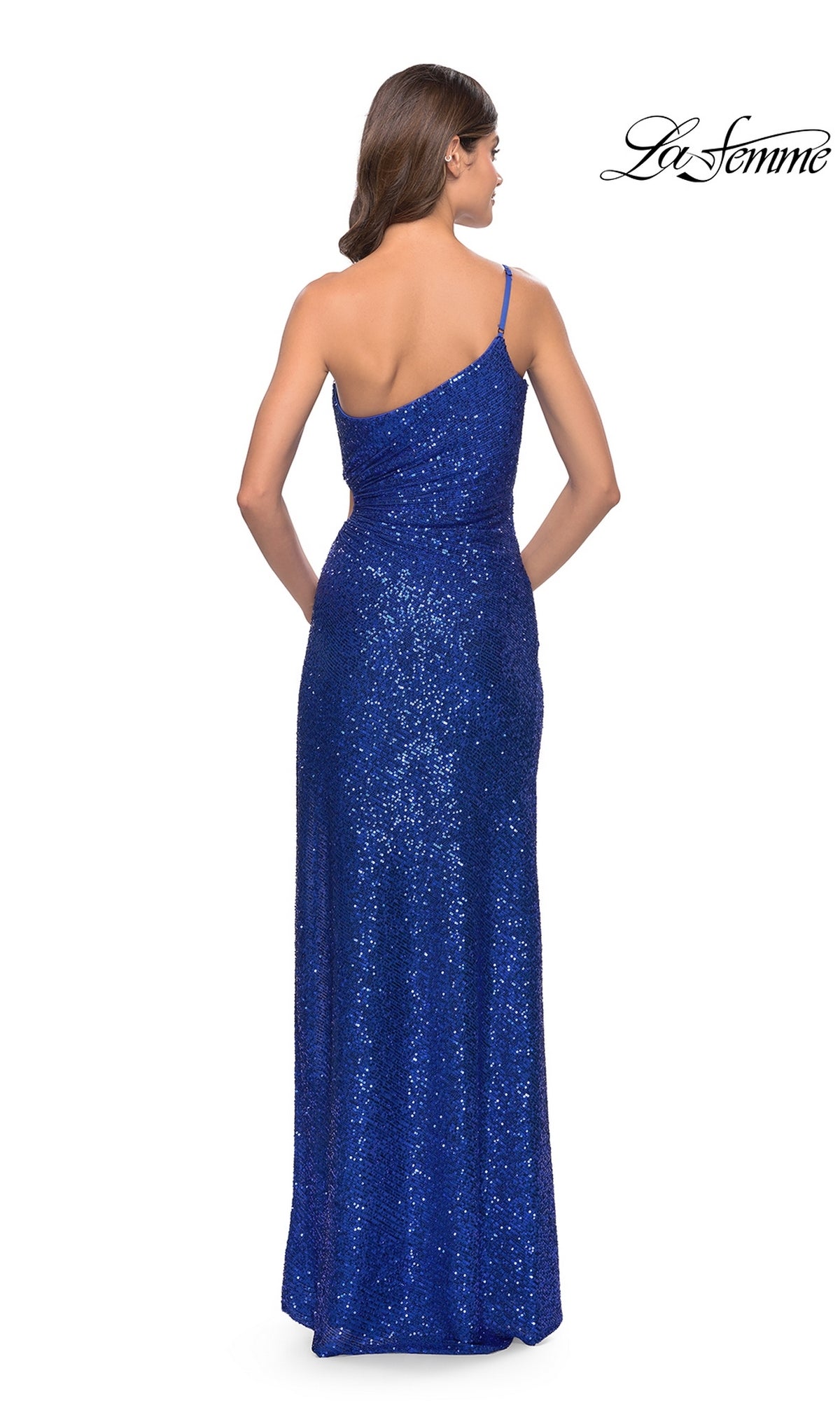 La Femme One-Shoulder Long Sequin Prom Dress 31089