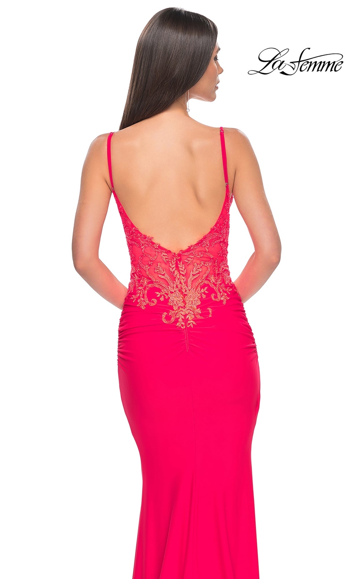 Backless Long Prom Dress with Sheer-Lace Bodice