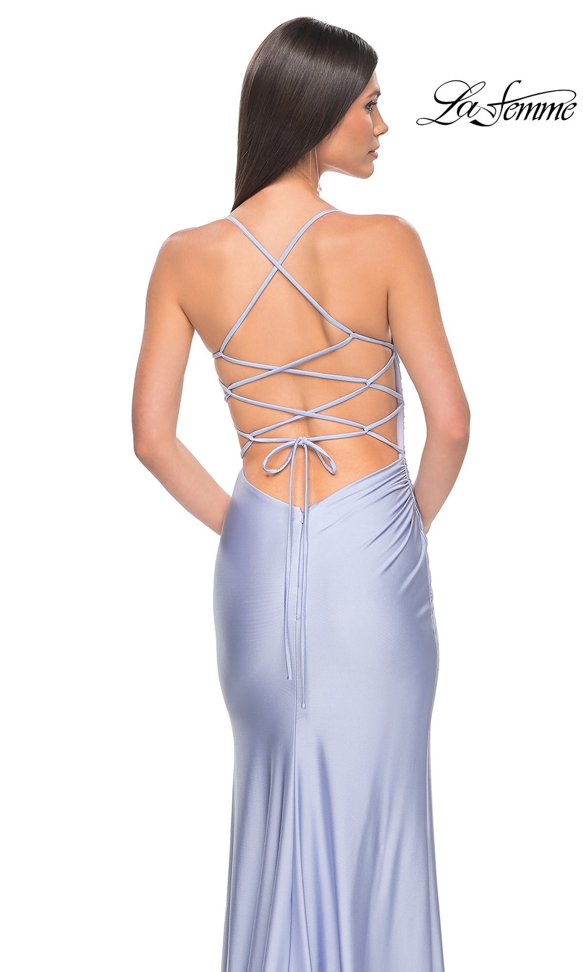 La Femme Strappy Open-Back Long Prom Dress 31129