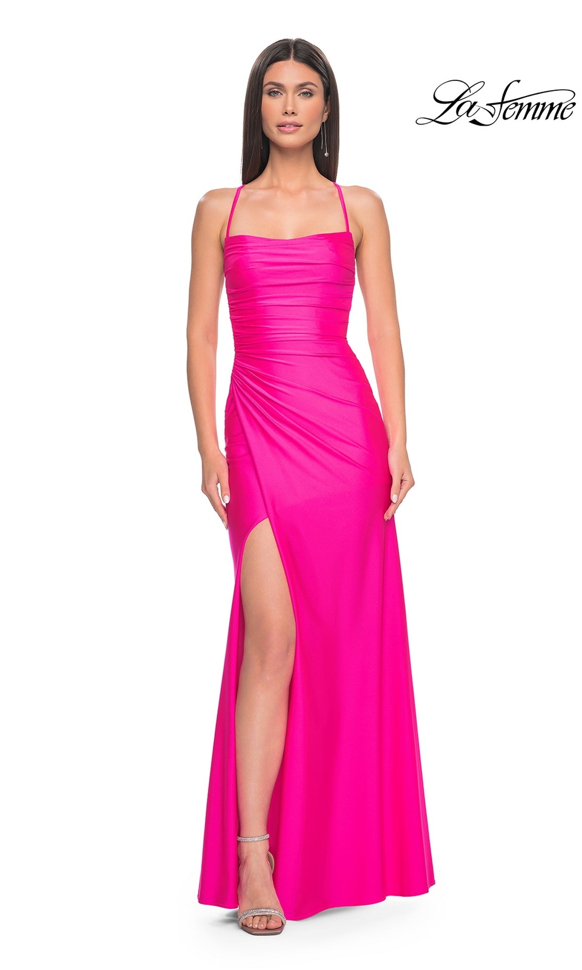 La Femme Strappy Open-Back Long Prom Dress 31129