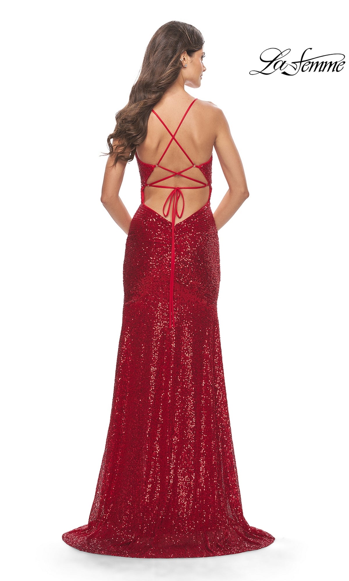 V-Neck Long Sequin Backless Prom Dress with Open Back