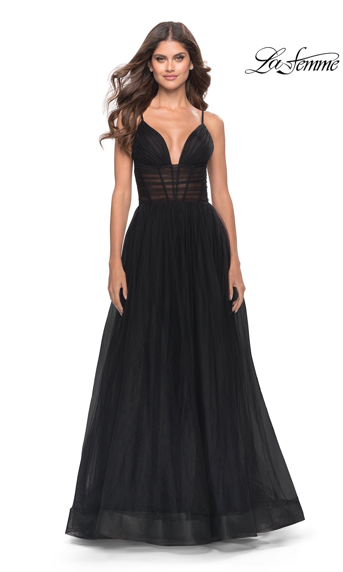 Sheer-Waist La Femme Long Prom Ball Gown 31147