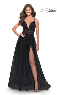 Sheer-Waist La Femme Long Prom Ball Gown 31147