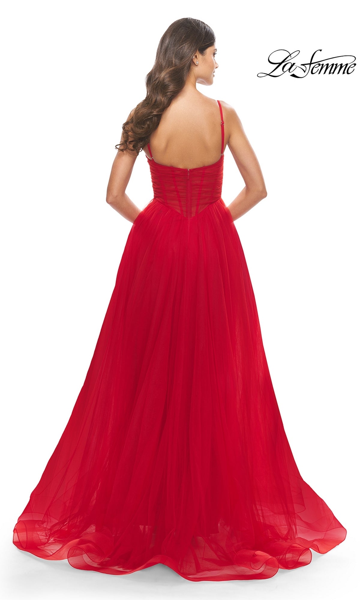 Sheer-Waist La Femme Long Prom Ball Gown 31147