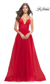 Sheer-Waist La Femme Long Prom Ball Gown 31147