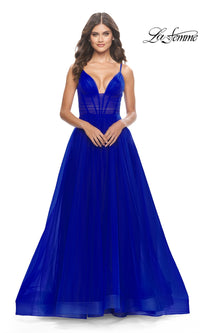 Sheer-Waist La Femme Long Prom Ball Gown 31147