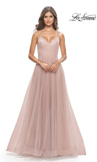 La Femme A-Line Long Tulle Prom Dress 31204