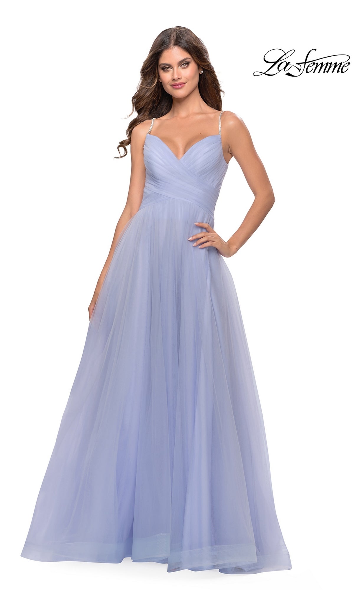 La Femme A-Line Long Tulle Prom Dress 31204