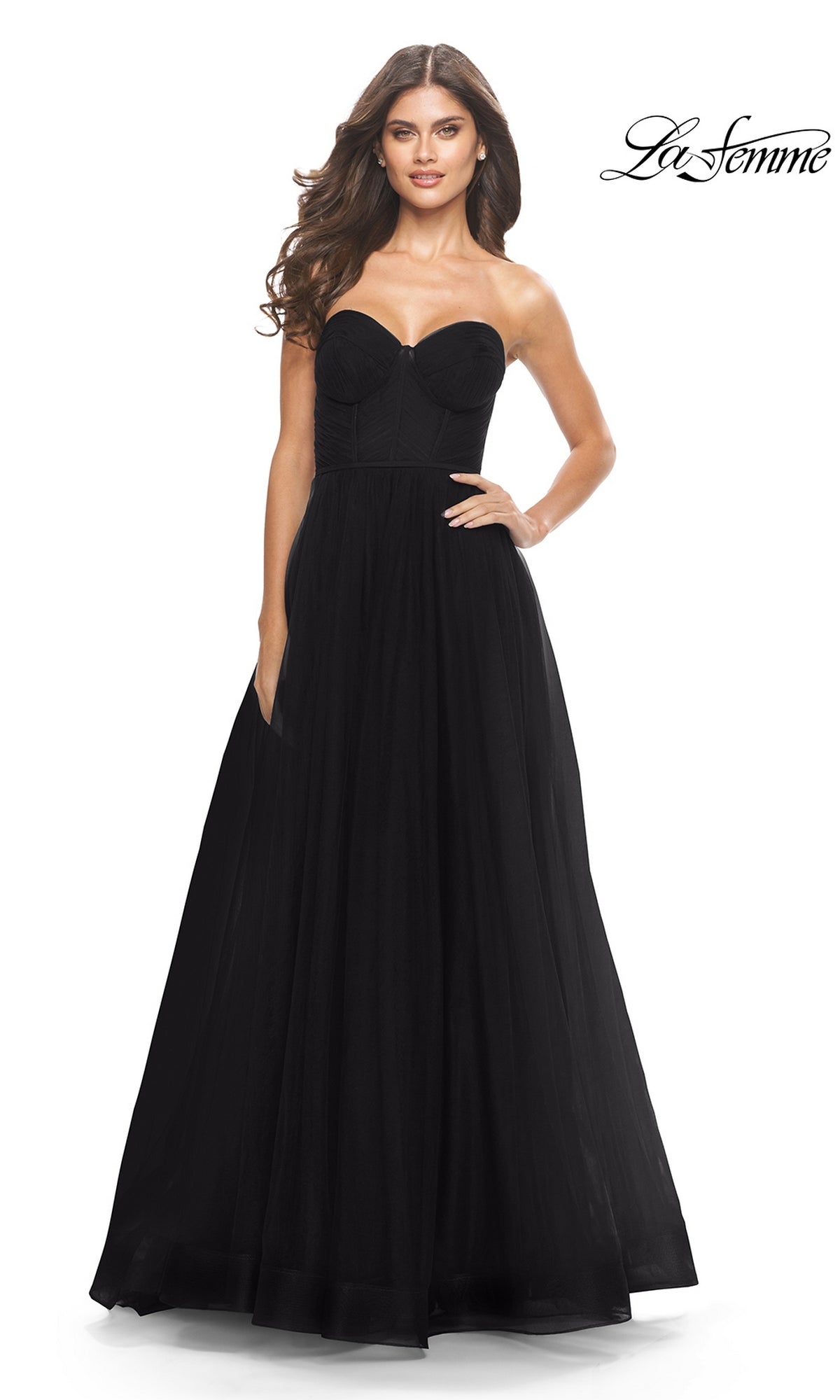 La Femme Strapless Tulle Ball Gown 31205