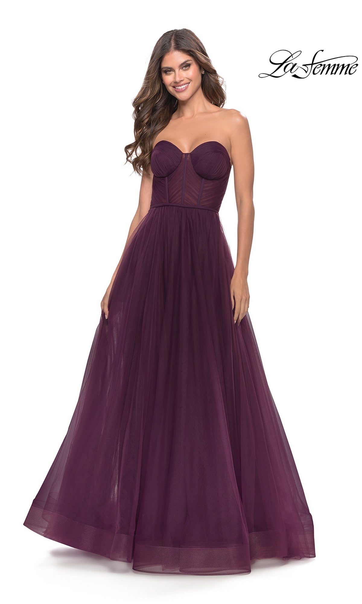 La Femme Strapless Tulle Ball Gown 31205