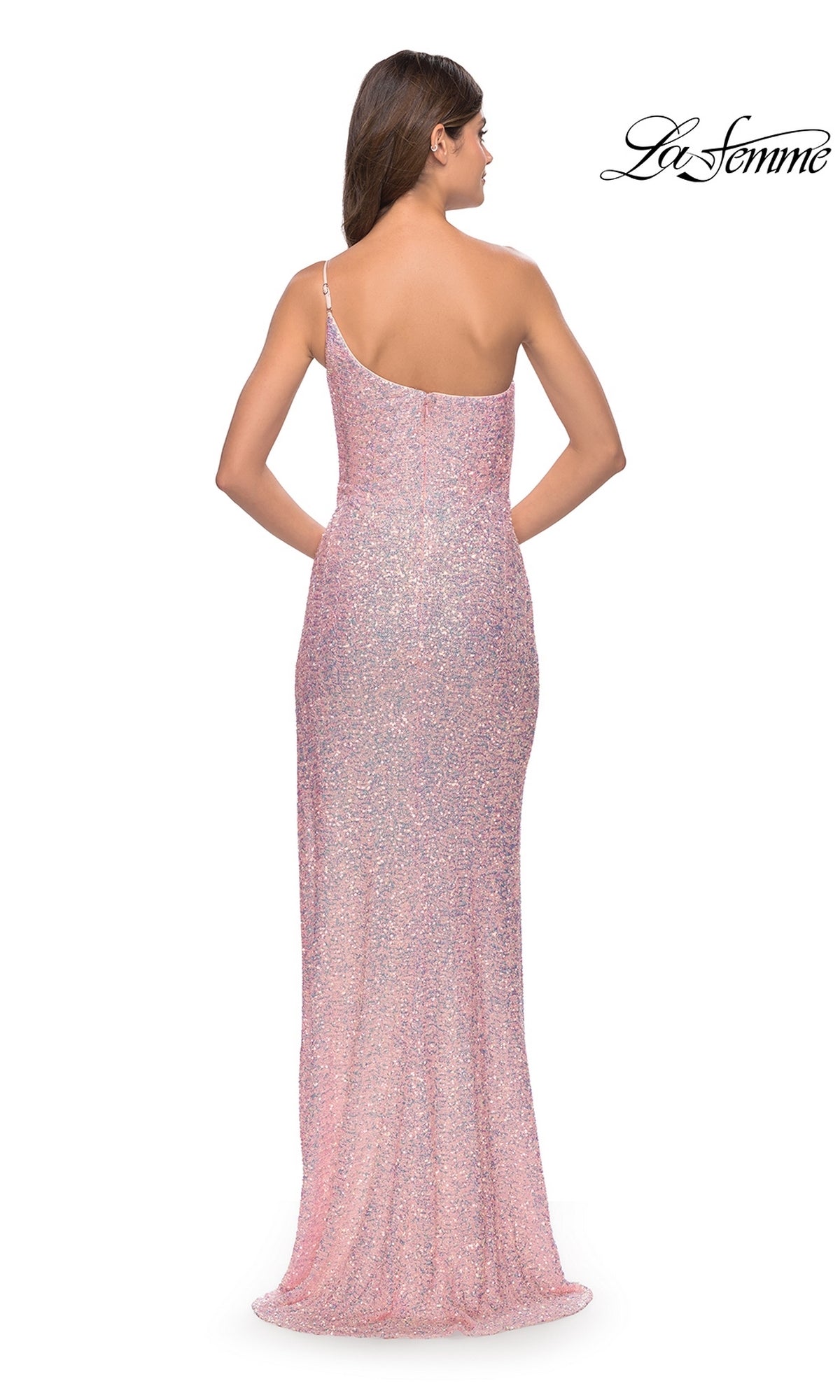 One-Shoulder La Femme Sequin Prom Dress 31212