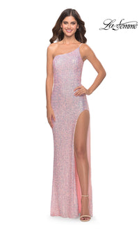 One-Shoulder La Femme Sequin Prom Dress 31212