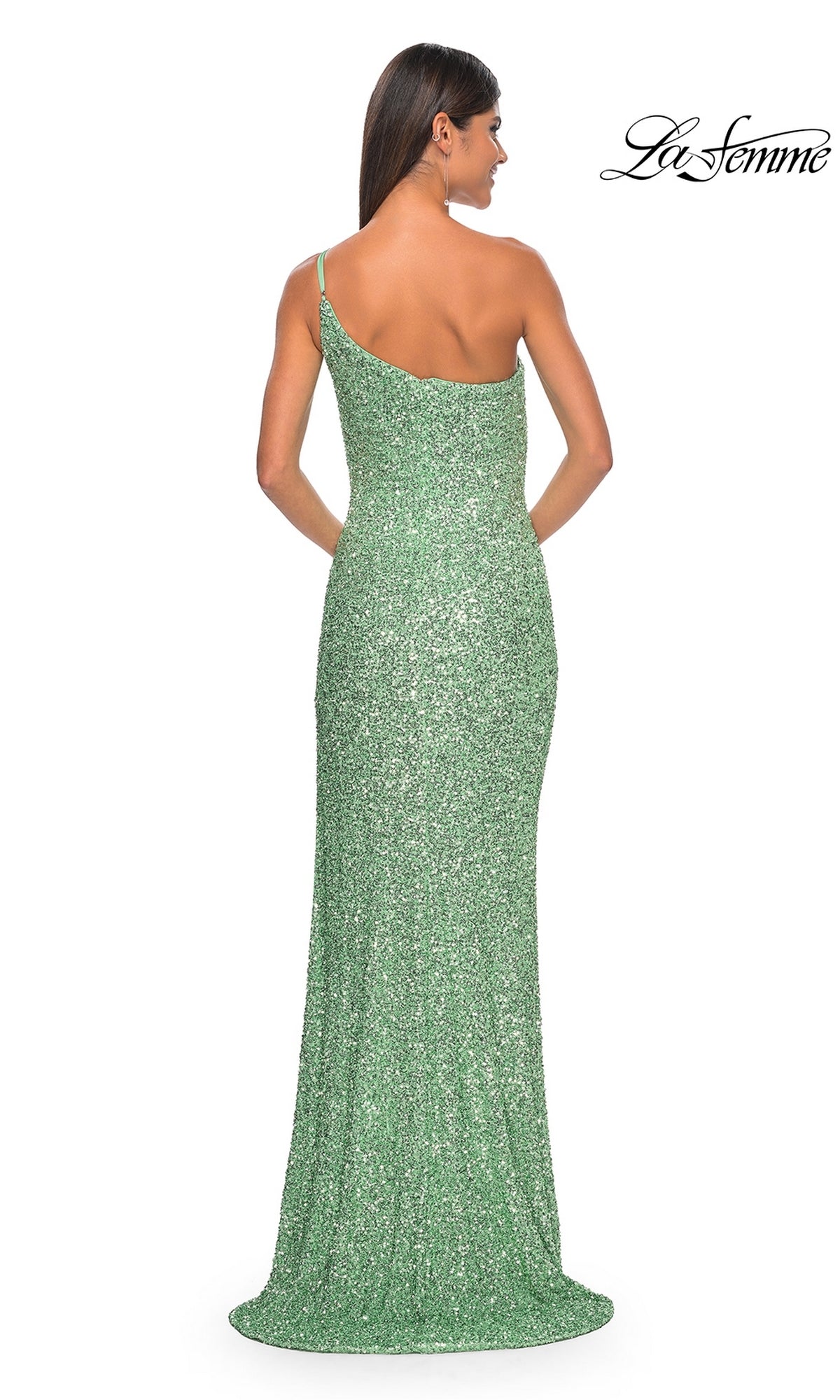 One-Shoulder La Femme Sequin Prom Dress 31212