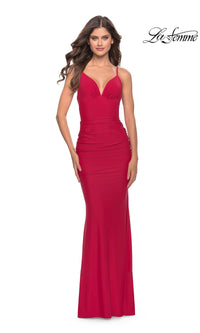 Simple V-Neck La Femme Designer Prom Dress 31227