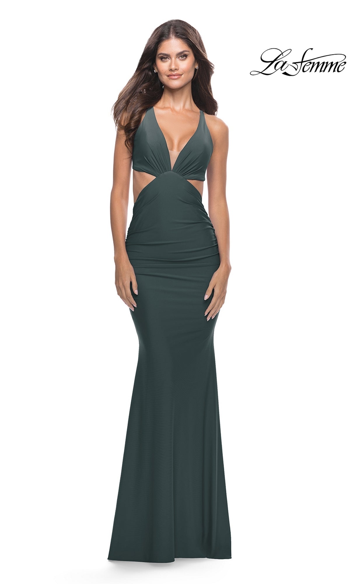 La Femme V-Neck Cut-Out Tight Prom Dress 31228