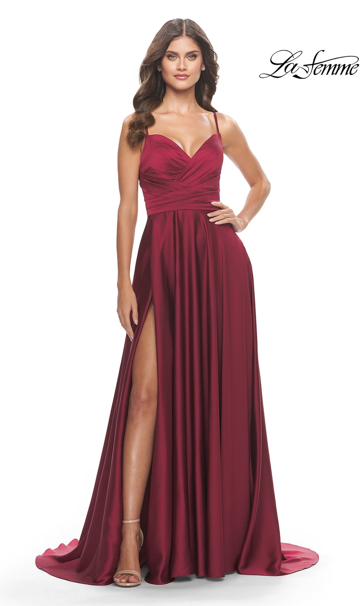 La Femme Open-Back A-Line Designer Prom Dress 31233