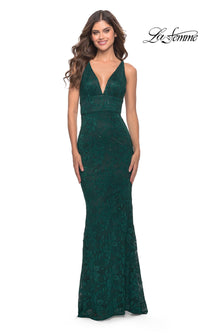 La Femme Empire-Waist Tight Lace Prom Dress 31234