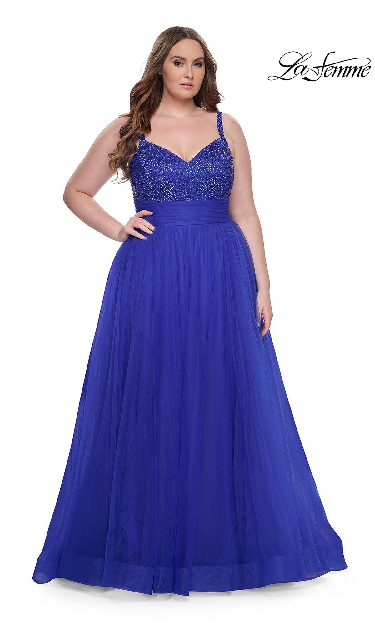 Plus-Size Long Prom Dress With Beads - PromGirl