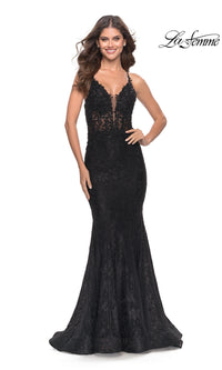 La Femme Beaded-Lace Long Prom Dress 31265