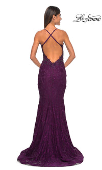 La Femme Beaded-Lace Long Prom Dress 31265