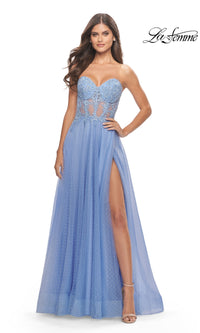 La Femme Strapless Sheer-Waist Prom Dress 31367