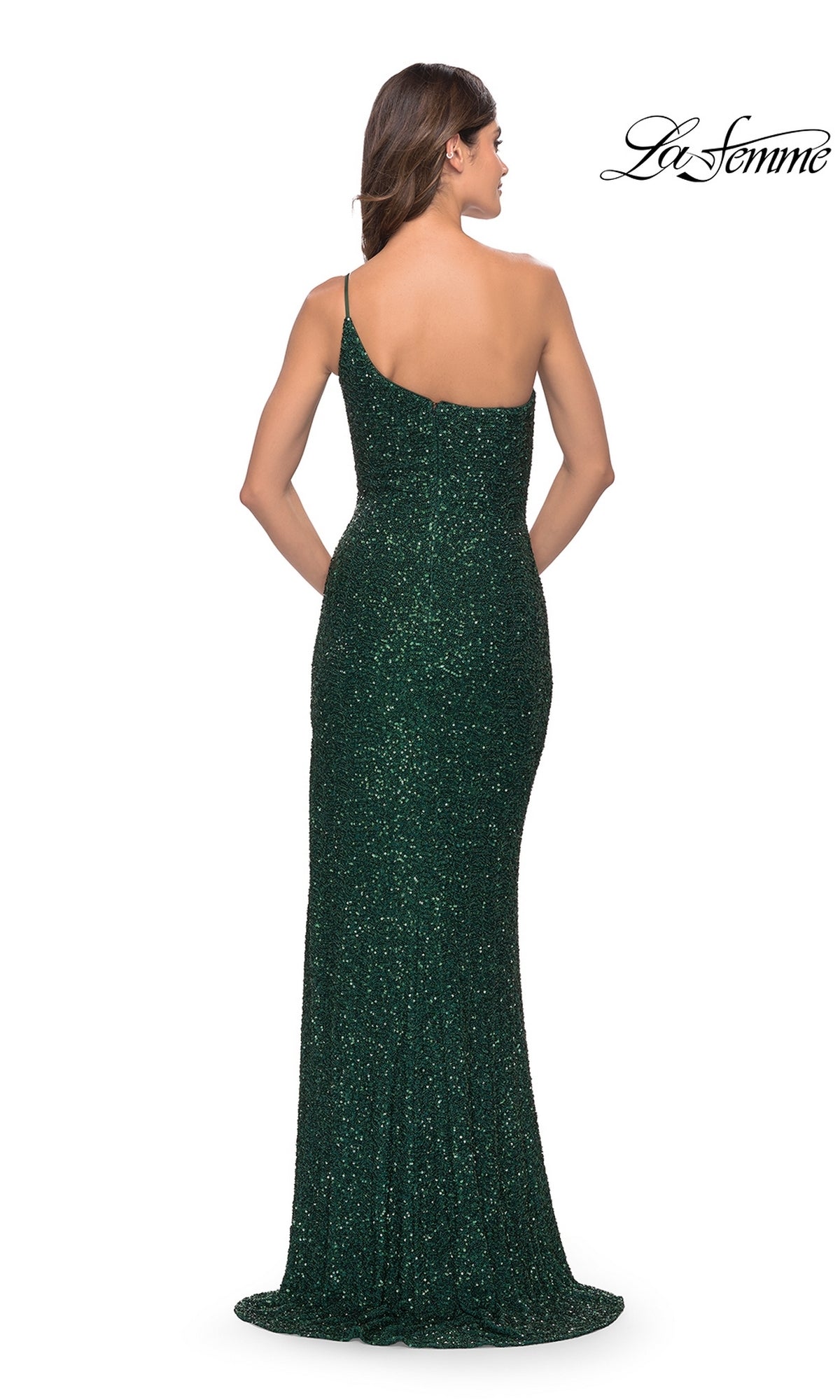 One-Shoulder Long Sequin Prom Dress: La Femme31427