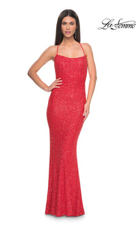 La Femme Backless Long Sequin Prom Dress 31429