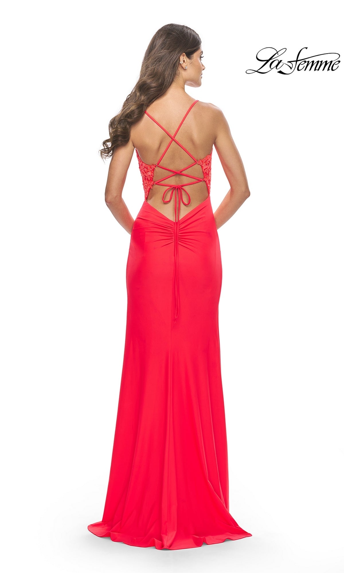 Sheer-Bodice Long Prom Dress: La Femme 31447