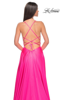 La Femme Neon Pink Long Prom Dress 31448