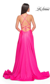 La Femme Neon Pink Long Prom Dress 31448