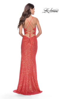 Cut-Out Long Sequin Prom Dress: La Femme 31449