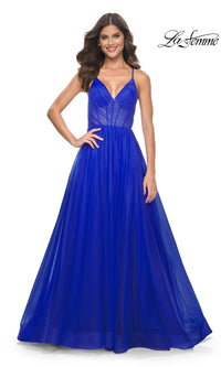 La Femme Sheer-Waist Long Prom Ball Gown 31457